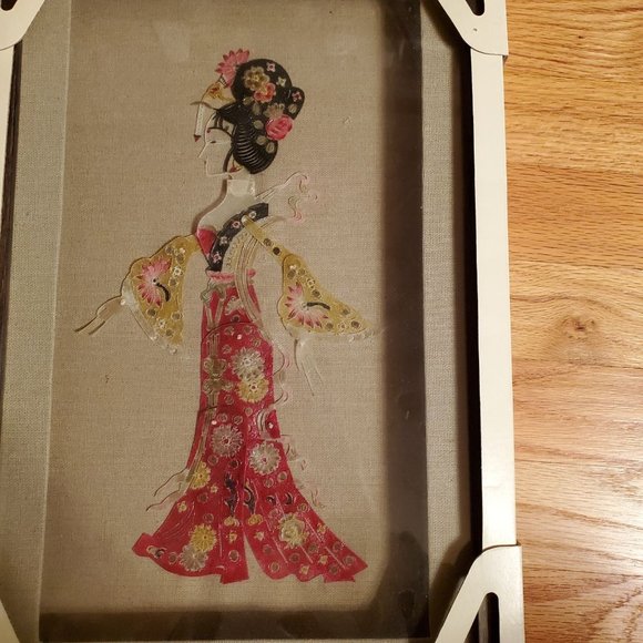 Pier1 Vintage Asian Chinese Prince & Princess Shadow Boxe Wall Decor Picture - Picture 2 of 7